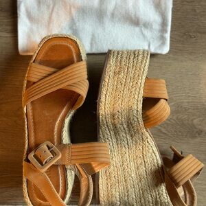 Schutz Leather Brown Wedged Heels